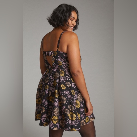 ‼️RARE‼️🎸ANTHROPOLOGIE🎸🔥NWT🔥Jacquard A-Line Mini Dress in Black Motif— Size 6 - Picture 6 of 16